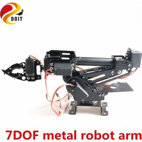 SZDOIT Aluminum Alloy 7DOF Robot 7-axis Large Robotic Arm with Gripper with 7pcs High Torque Servos DIY for Arduino