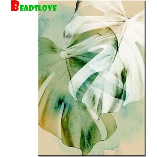 Green Plant Leaves 5d diy diamond painting mosaic needlework full drill diamond embroidery living room decor nordic art