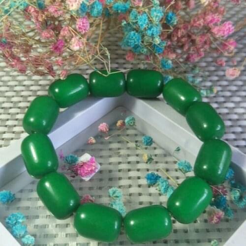 Natura Green Jade Bucket bead Jade Bracelet Jewelry Lucky Exorcise evil spirits Safety Amulet Jade Bracelet Fine Jewelry