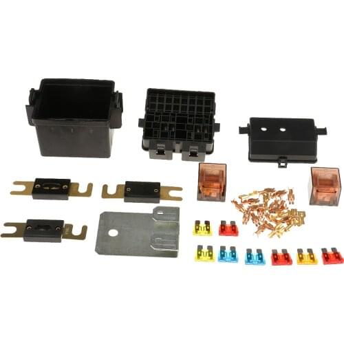 1 Set of 2 Relays & Fuse Box Holder & 8 Blade Fuse Kits for Car Boat Truck