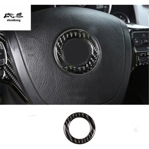 1pc Epoxy glue real carbon fiber steering wheel decoration cover for 2011-2018 Volkswagen VW Touareg