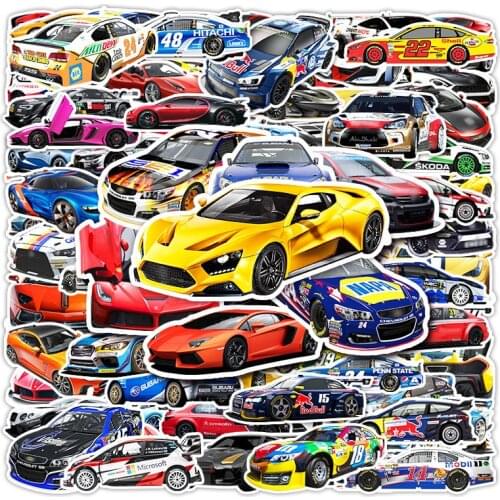 102 PCS Cartoon Racing Car Adaptations Graffiti Stickers DIY Kids Classic Toys Bike Travel Luggage Guitar Waterproof PVC Decals