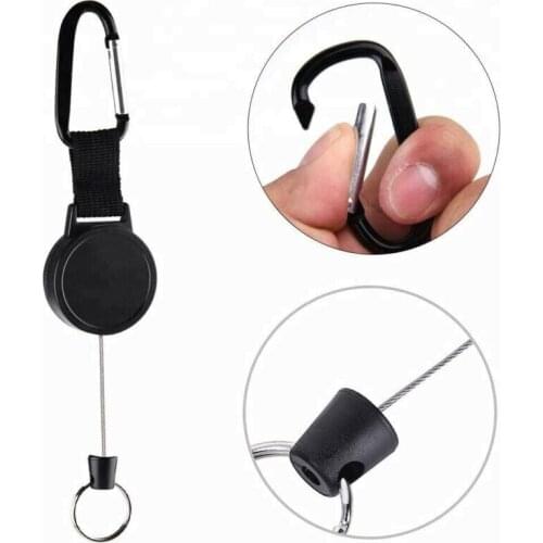 2 x Heavy duty Retractable Key Chain Cable Recoil Pull Badges ID Reel Carabiner
