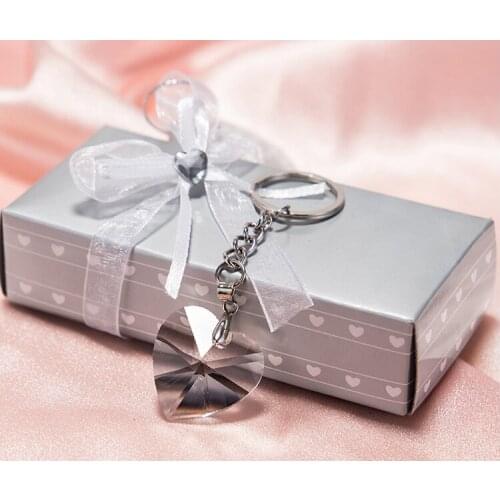 200PCS Crystal Heart Keychain Wedding Favors K9-Crystal Key Chain Ring Baby Shower Favors Party Giveaway SN3037