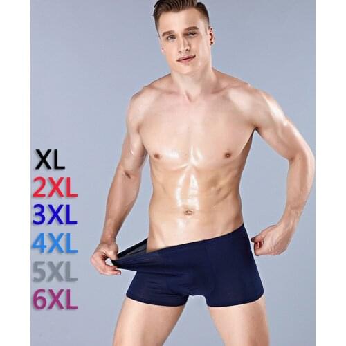 4pcs/lot Solid Color 6 Colors Mens Big Boxer Bamboo Fiber Loose Fat Guy Pants Plus Size XL-6XL Mens Underpants