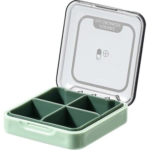 Pill Case 4 Grid Compartment Travel Pill Box Organizer Medicine Tablet Dispenser Organizer Pill Box Splitters Organizer