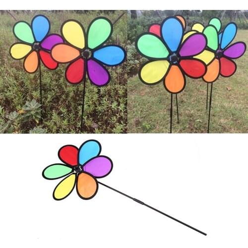 Colorful Small Flower Windmill Wind Spinner Kids Toy Ornament Outdoor Buildings Wind Spinners for Home Garden Yard Decoration