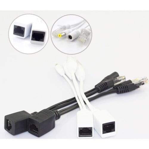 Gakaki 1 Pair 12v POE Splitter Adapter Accessories RJ45 Injector Kit Power Cable Camera Cctv Connector for Security Camera Cctv
