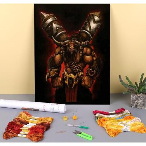 World Of Warcraft Printed Canvas 11CT Cross-Stitch DIY Embroidery Patterns DMC Threads Knitting Handiwork Painting Needle