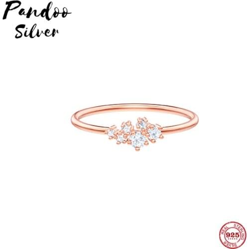 PANDOO Fashion Charm Pure 925 Silver Original 1:1 Copy, Starry Sky Fashion Exquisite Wild Ring Ring Female Luxury Jewelry Gifts