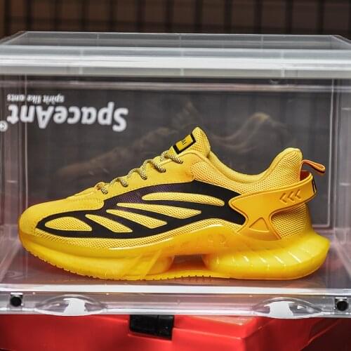 Fashion Sneakers Men Casual Shoes Lightweight Breathable Male Footwear Lace Up Walking Shoe Luminous Reflective Shoelaces