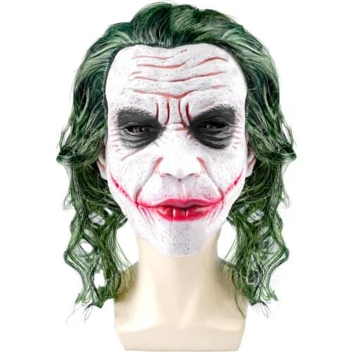 Joker Mask 2019 Movie Horror Clown Cosplay Props Latex Mask for Adult Full Head with Green Wig Scary Halloween Party Costume
