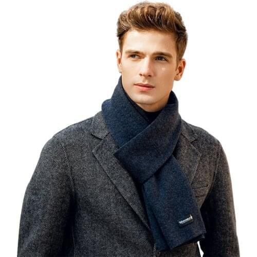 Maikun Fashion Mens Wool Scarf Pure Color Simple And Versatile Winter Warm Cashmere Scarf High-End Gift Set