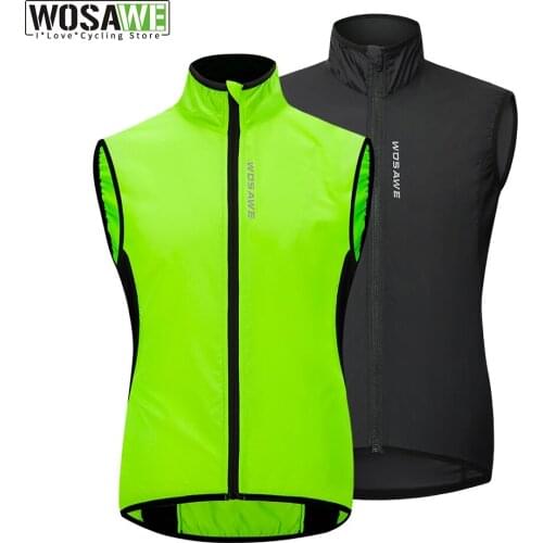 WOSAWE Mens Reflective Cycling Vest High Visibility Windproof MTB Road Bike Sleeveless Jersey Top Cycle Gilet ciclismo WindCoat