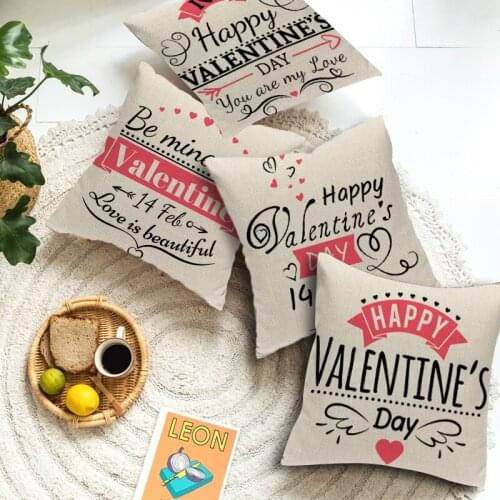 Valentines Cushion Cover Linen Pillow Cover For Wedding Party Living Room Decorative Pillows For Girlfriend Housse De Coussin