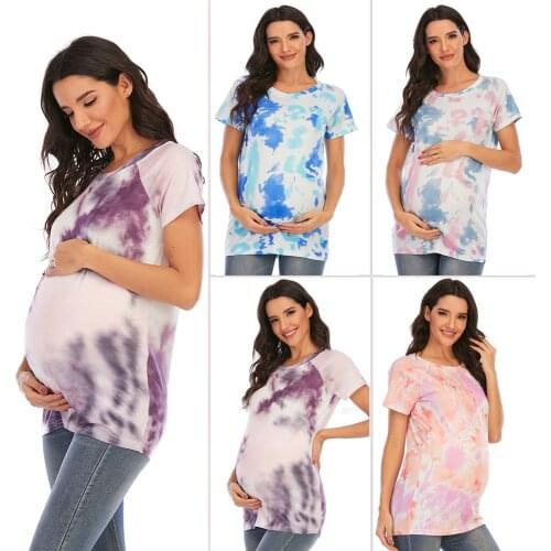 2021 New Printed Pregnant T Shirt Maternity Simple O-Neck Short Sleeve T-shirt Pregnancy Mom Clothes Tops Summer Tees