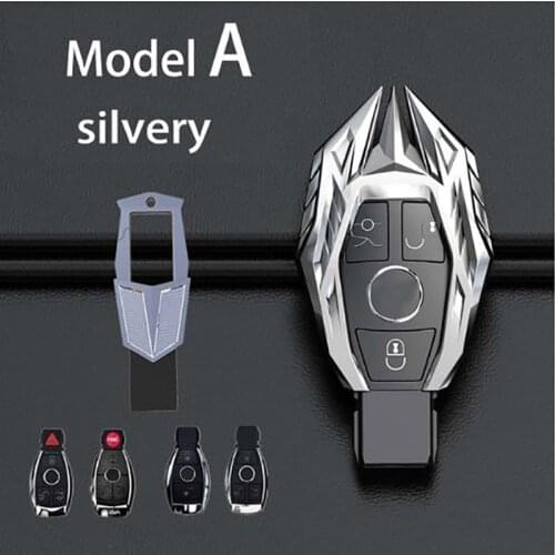 New Zinc Alloy Car Key Case Cover Key Holder Chain Ring For Mercedes Benz W203 W210 W211 W124 W202 W204 AMG Accessories