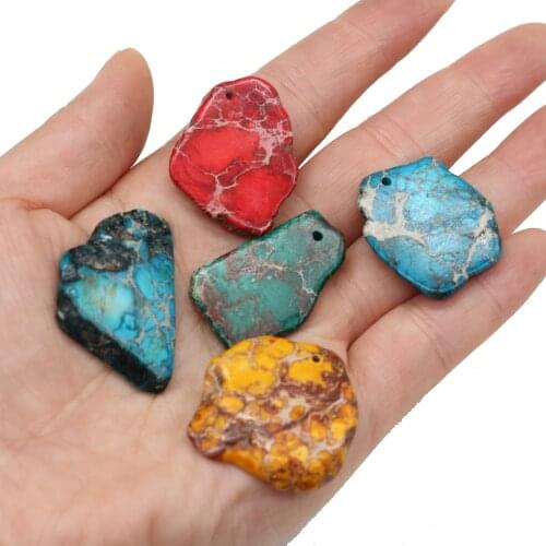 Natural Imperial Stone Pendant Irregular Shape Charms for DIY Jewelry Making Bracelet Necklace Size 18-40mm