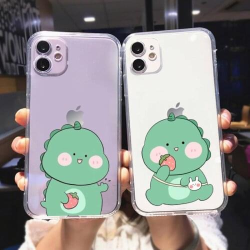 Zororong Cute Cartoon Dinosaur transparent Phone Case For iPhone 12 Mini 11 Pro XS Max X XR 7 8 Plus