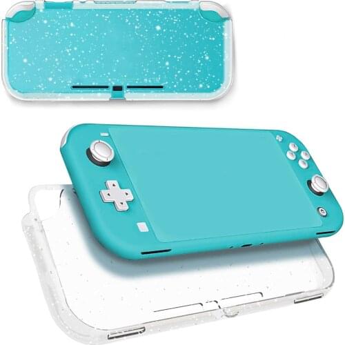 Clear TPU Soft Glitter Case Protective Cover Bling Shell for Nintend Switch NS Lite Console Crystal Transparent Back Protector