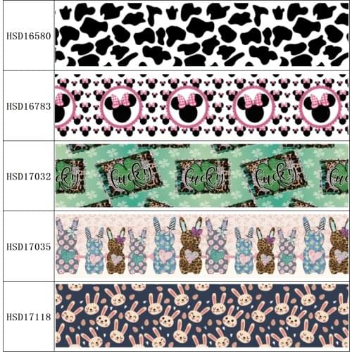 22MM 25MM 38MM 50MM 75mm Printed Pattern on Grosgrain Ribbon for diy ribbon