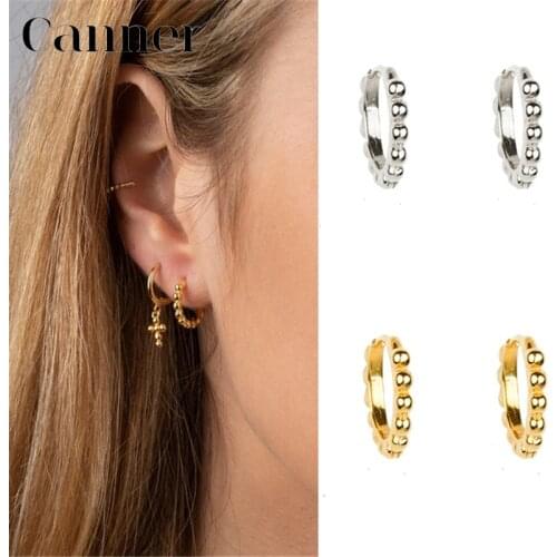 INS Minimalist Gold Silver Tiny Hoop Earrings for Women 925 Sterling Silver Ear Buckle Bead Small Circle Earrings Girl Jewelry