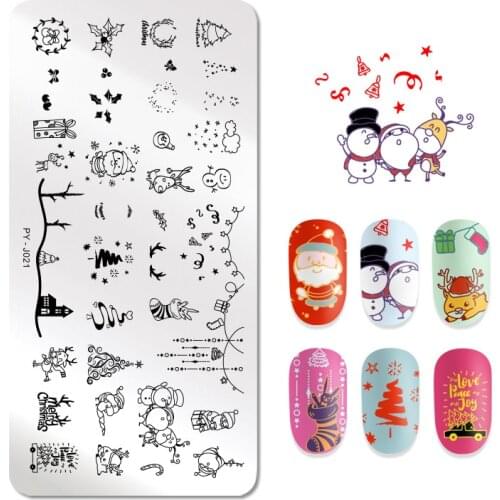 PICT You Christmas Pattern Nail Stamping Plates Santa Claus Nail Art Image Plate Stencil Stainless Steel Nail Design