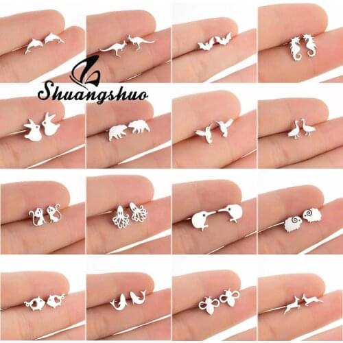 Shuangshuo Lovely Hippocampus Seahorse Earrings New Fashion Ocean Collection Animal Jewelry for Women Men Party Accessories Gift