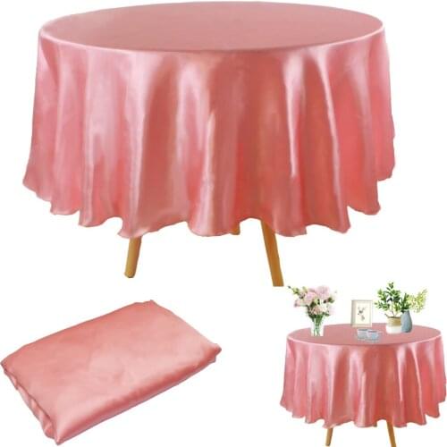 Round Satin Tablecloth Wedding Table Cloth Tableware Cover Overlay Decoration Home Restaurant Banquet Christmas Table Supplies