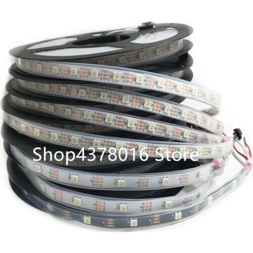 1m 5m WS2812B 30/60Led/m RGB Led Strip,WS2812 5050SMD Black/White Board Ip67 DC5V