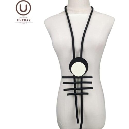 UKEBAY New Gothic Pendant Necklace Women Geometric Statement Necklaces Wooden Jewelry Ethnic Sweater Chains Festival Gift Female