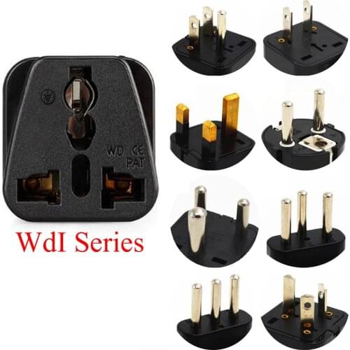 WdI Series Black white 10A/16A 250V universal AU UK US EU German France Israel Italy Swiss travel adaptor plug socket convertor