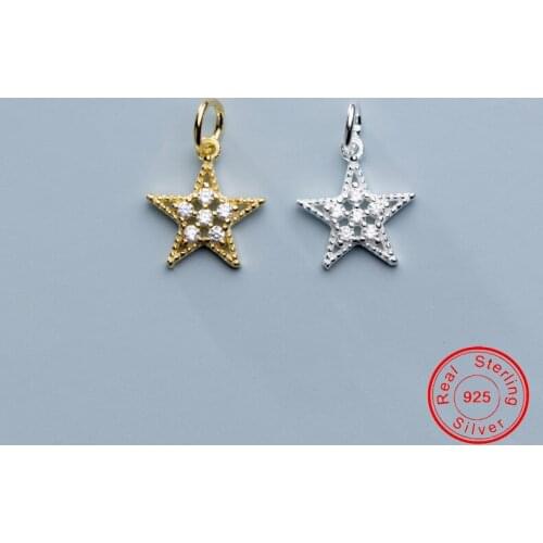 UQBing Fashion Lovely CZ Zircon Hollow Star 925 Sterling Silver Charms Pendant For Necklace & Bracelets Jewelry Making