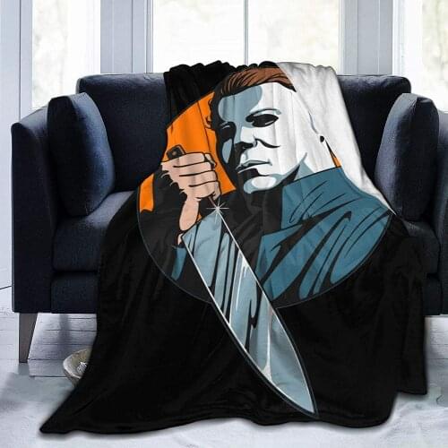Michael-Myers Horror Halloween Throw Blanket Microfiber Lightweight Warm Fluffy Cozy Blanket for Couch Sofa Bed for All Season
