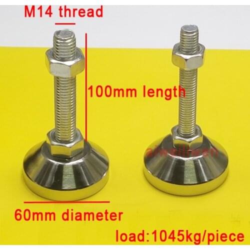 D60 M14 thread screw 100mm Heavy machine feet adjustable foot cup carbon steel Metal Leg furniture supporting anchor foot pad