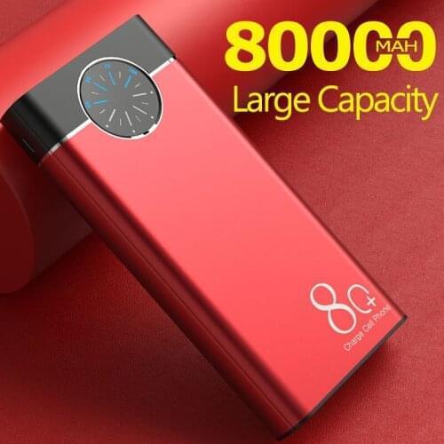 80000mAh Power Bank Large Capacity Outdoor Portable Powerbank Digital Display LED Light Fast Chargging for IPhone Xiaomi Samsung