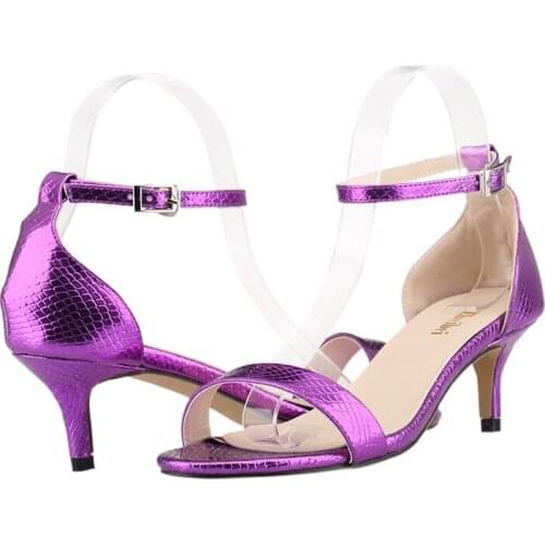 LOSLANDIFEN New Women Pumps Shoes Faux Crocodile Open Toe Ankle Straps High Heels Summer For 105-1XEY