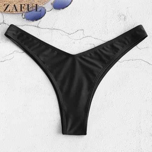 ZAFUL Sexy Bikini Bottoms Swimwear Women Swimsuits Cheeky High Cut Briefs Female Summer Beachwear Panties Solid Underwear