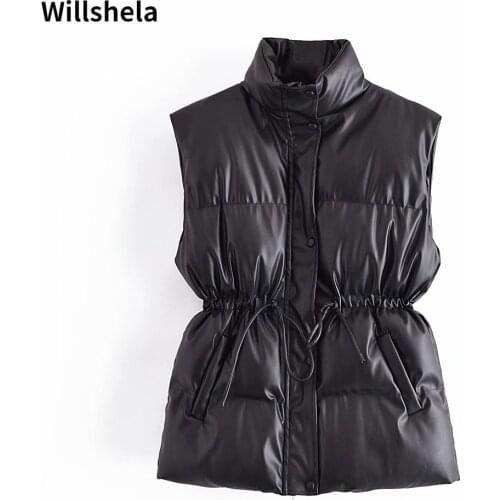 Willshela Women Fashion Waistcoat Elastic Waist Front Zipper Vest High Neck Sleeveless Casual Female Jacket Chic Outfits