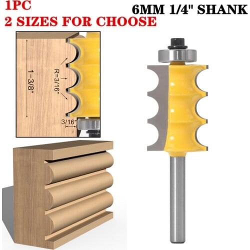 1pc 6.35mm 1/4 Inch Shank Large Triple Bead Column/Face Molding Router Bit For Woodworking