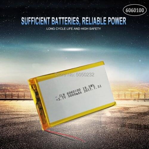 1pc 5000mAh 3.7V 6060100 Polymer Lithium LiPo Rechargeable Battery For GPS PSP DVD PAD Tachograph power bank Speaker