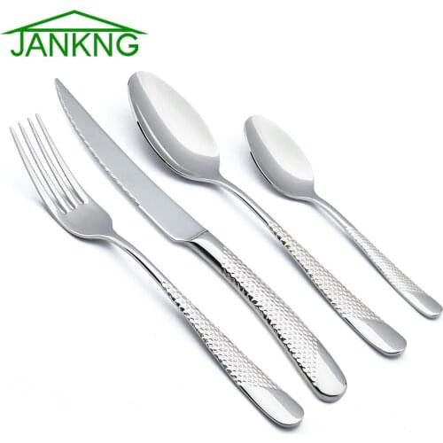 1-Piece Silver Glod Dinnerware Knife Fork Spoon Tableware 18/10 Stainless Steel Silverware Dishwasher Safe Kitchen Cutlery