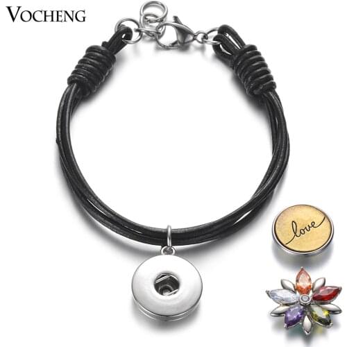 10pcs/lot Wholesale Multilayer Leather Bracelet Float 18mm Snap Button Jewelry Handmade Knitting Braided Wrap Bracelet NN-720*10