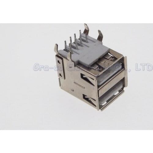 10pcs Double-deck USB-A Female Socket 90 degree Bend Feet