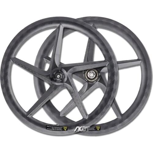 16 Inch Full Carbon 5 Spokes 3 Speed Rim Brake Clincher Wheels 16" 349 Five-spoke Carbon Wheelset for Folding Bikes