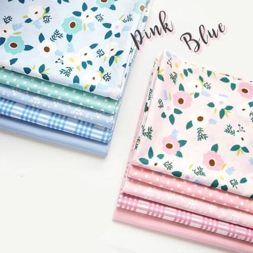 160x50cm Pink Blue Twill Cotton sewing Fabric, DIY Childrens Wear Cloth Make Bedding Quilt Decoration Home
