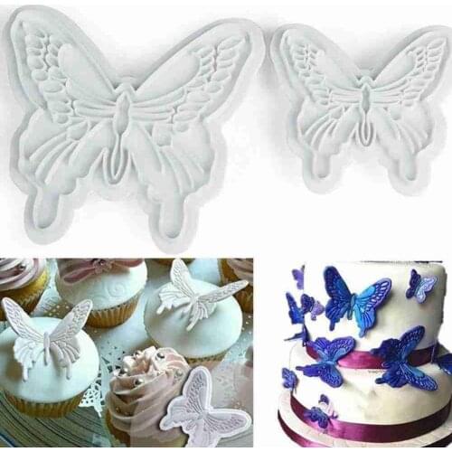 2pcs Butterfly Cookie Plunger Cutters Mould Baking Tools Cake Fondant Decorating Mould Pastry Embossing Accessories