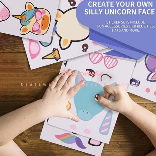 24pcs DIY Make A Unicorn Stickers Kawaii Unicorn Birthday Party Favors Fun Craft Supplies Kids New Year Gifts Game Sticker