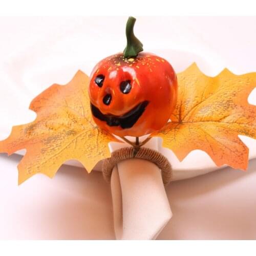 4pcs Halloween Bar Decorations Easter Pumpkin Napkin Button Napkin Ring Maple Leaf Napkin Ring
