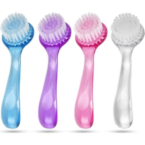 4pcs Nail Cleaner Dust Brush Long Handle Round Head Random Color One Pack Nail Manicure Strip Nail Tool MJ0138